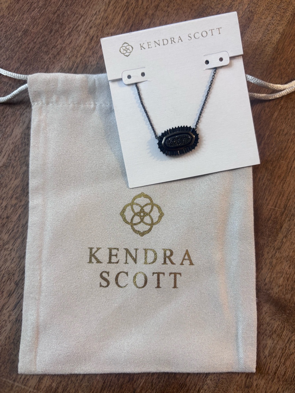 Kendra Scott Elisa Baguette Black Drusy Gunmetal Necklace